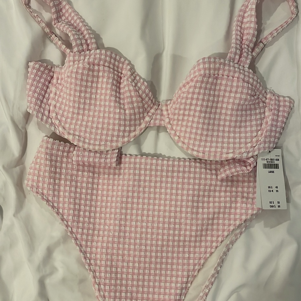 Abercrombie pink gingham swim NWT